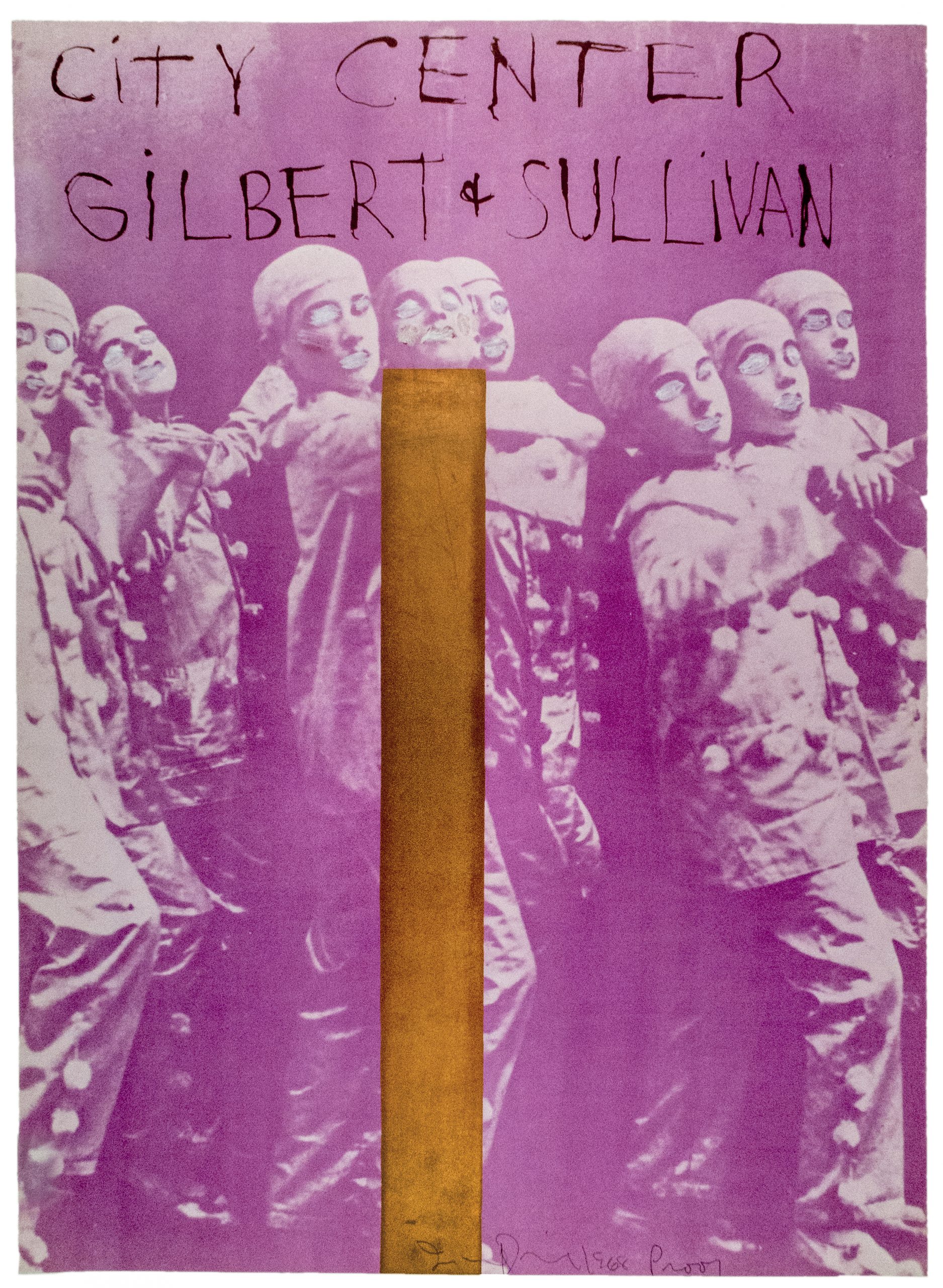 Hand painted City Center, New York “Gilbert and Sullivan” 1968 poster by Jim Dine