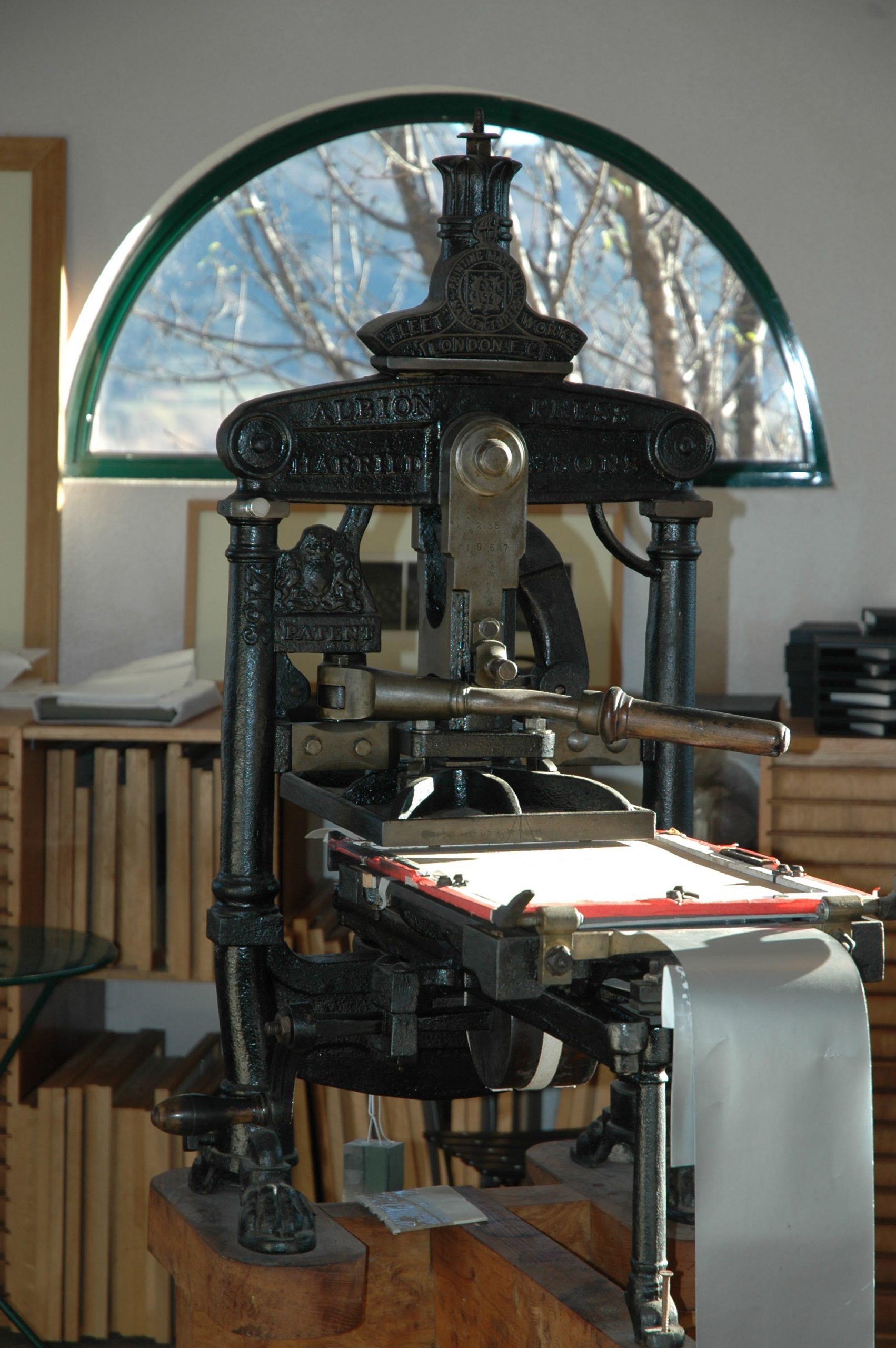 Letterpress in the artist’s workshop, Octon, France