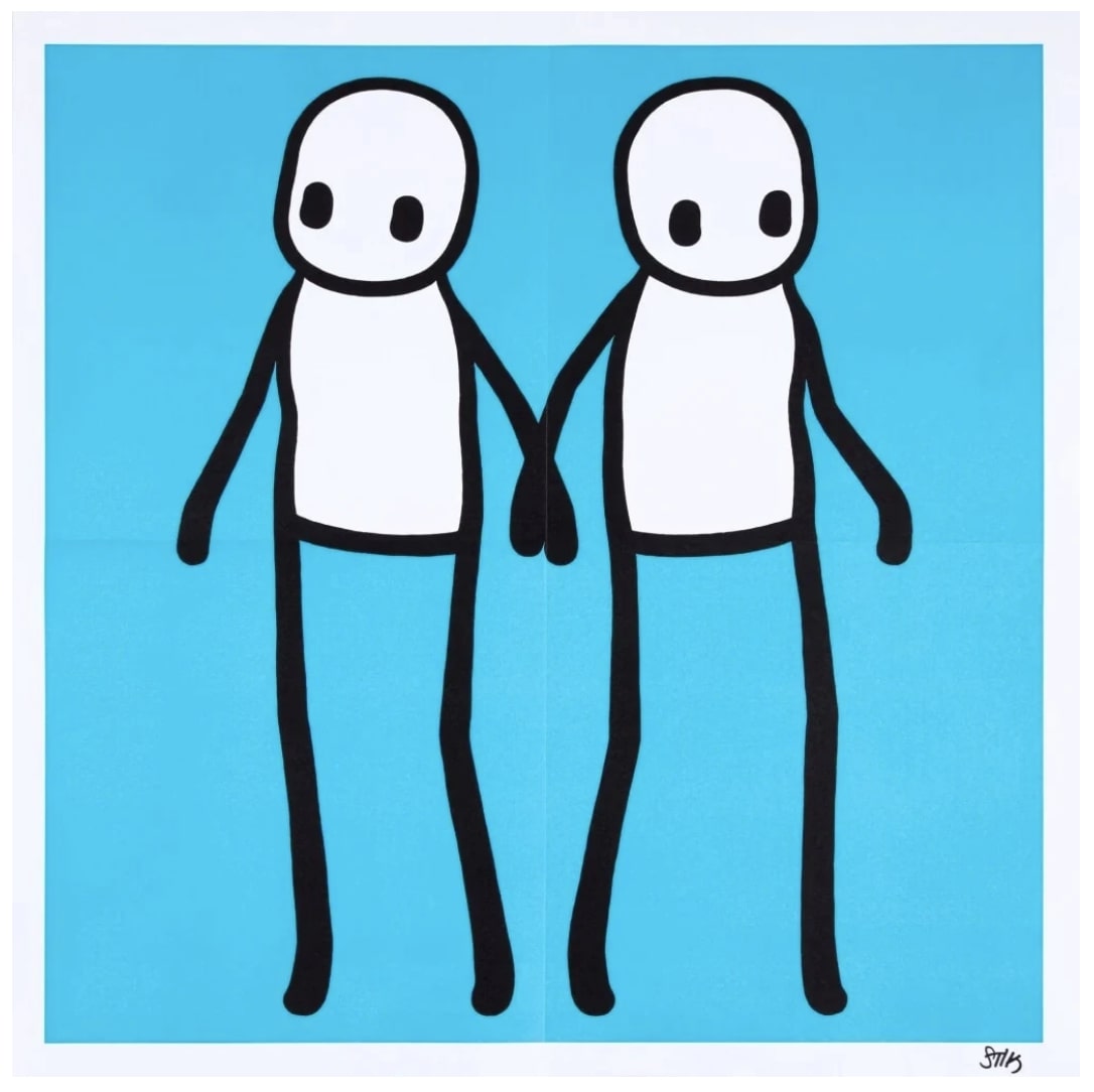 Holding Hands – Blue (Signed) by STIK